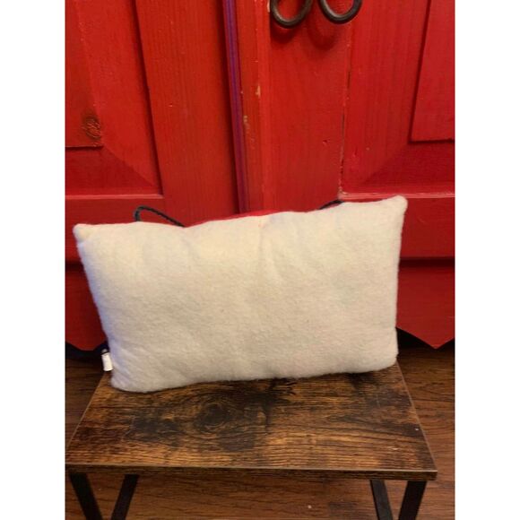 Rustic Country Embroidered Santa Pillow Door Hanger Christmas Holiday Buttons - Picture 3 of 3